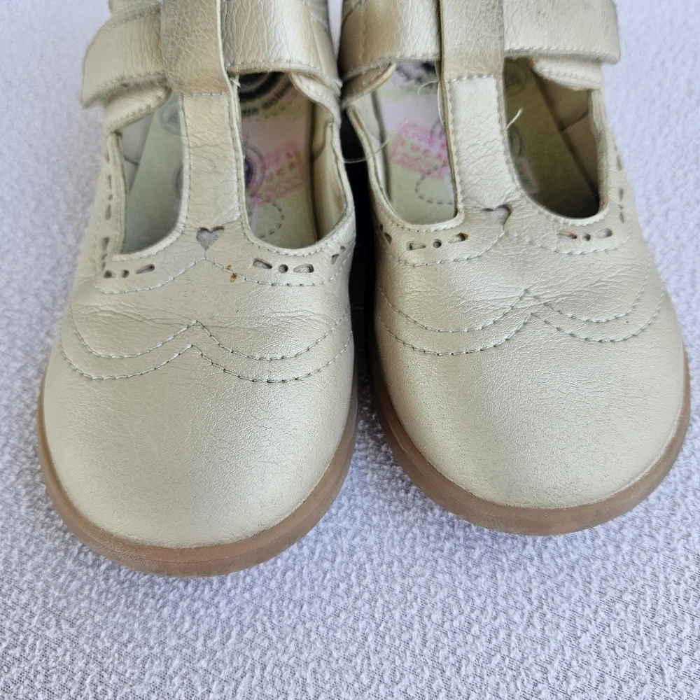 Livie & Luca Amica T Strap Mary Jane Shoe Girl SZ 12 Gold Hook & Loop Dress